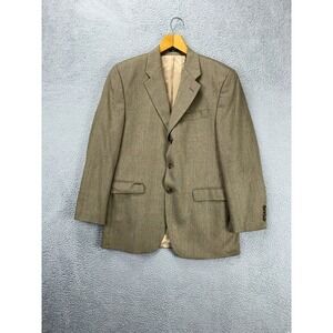 Lauren Ralph Lauren Blazer Adult 40R Tan Window Pane Silk Wool Blend Tuxedo Mens